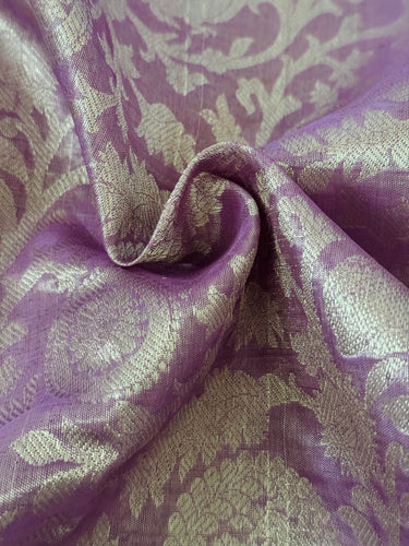 ShopNaya Exclusive | Metallic Kanchipuram Pure Silk Saree | Lilac | Pure Silver Zari | Handwoven | Ships from California